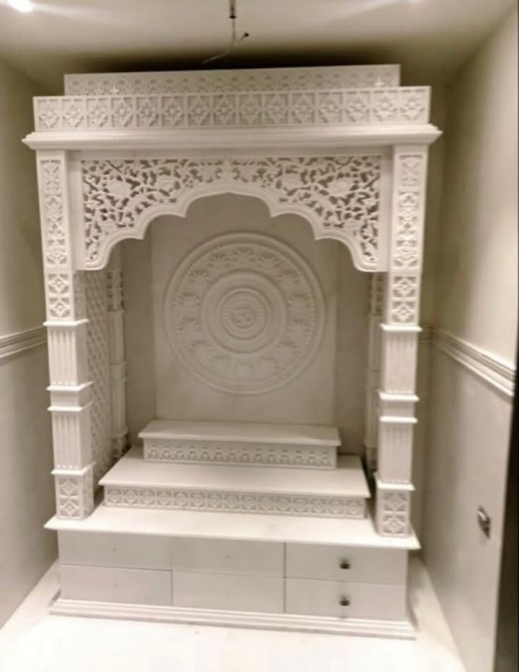 Elegant White Marble Mandir
