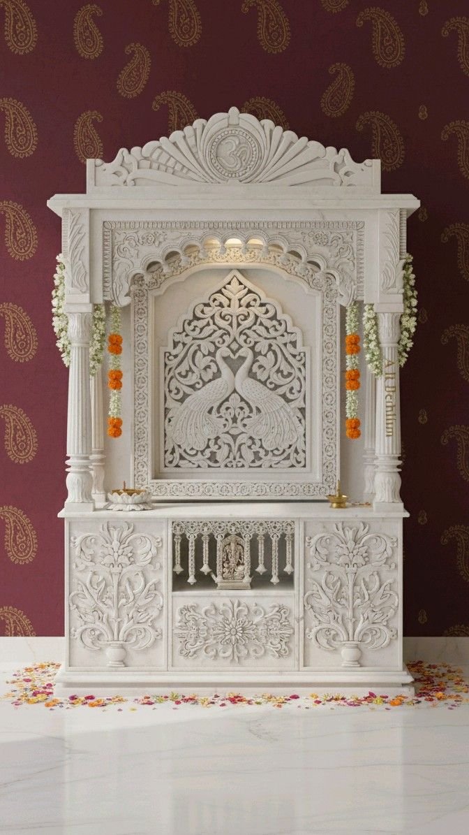 Pure White Marble Home Mandir