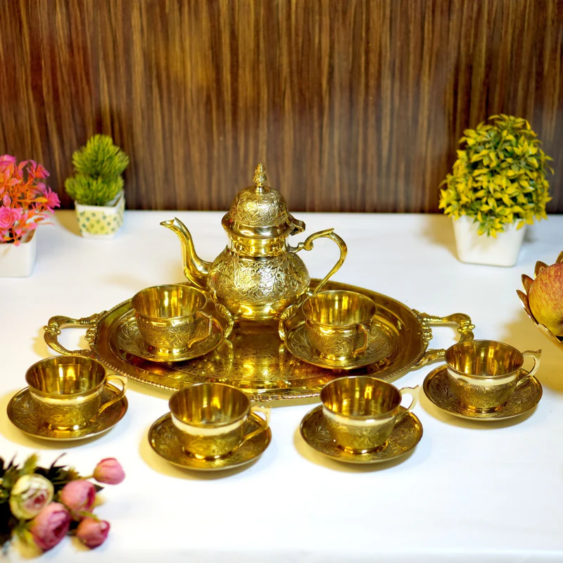 14 Pieces  Etched Tea Kettle Set