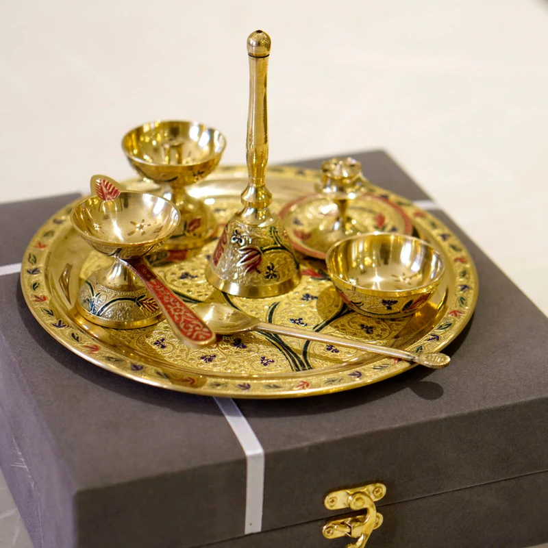 Traditional Brass Pooja Thali Set