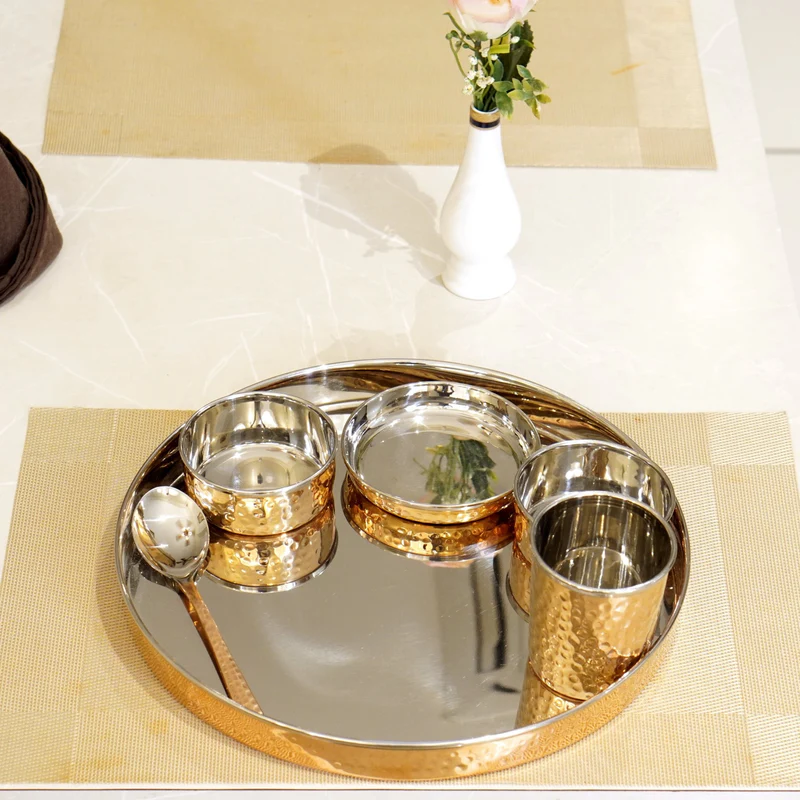 Steel & Copper Thali Dinner Set