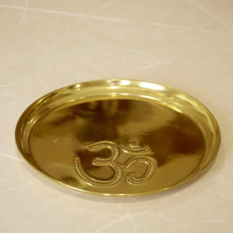 ✨ Brass Om Pooja Plate