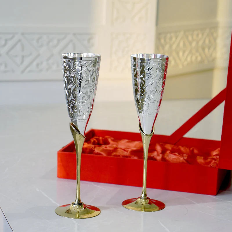 Silver Finish Champagne Glass Set